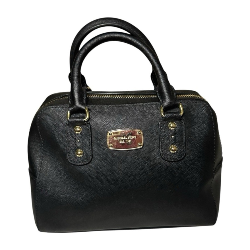 Michael Kors Black Satchel with Gold Accents